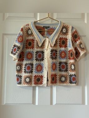 NWOT Miroh Granny Square Crochet Top